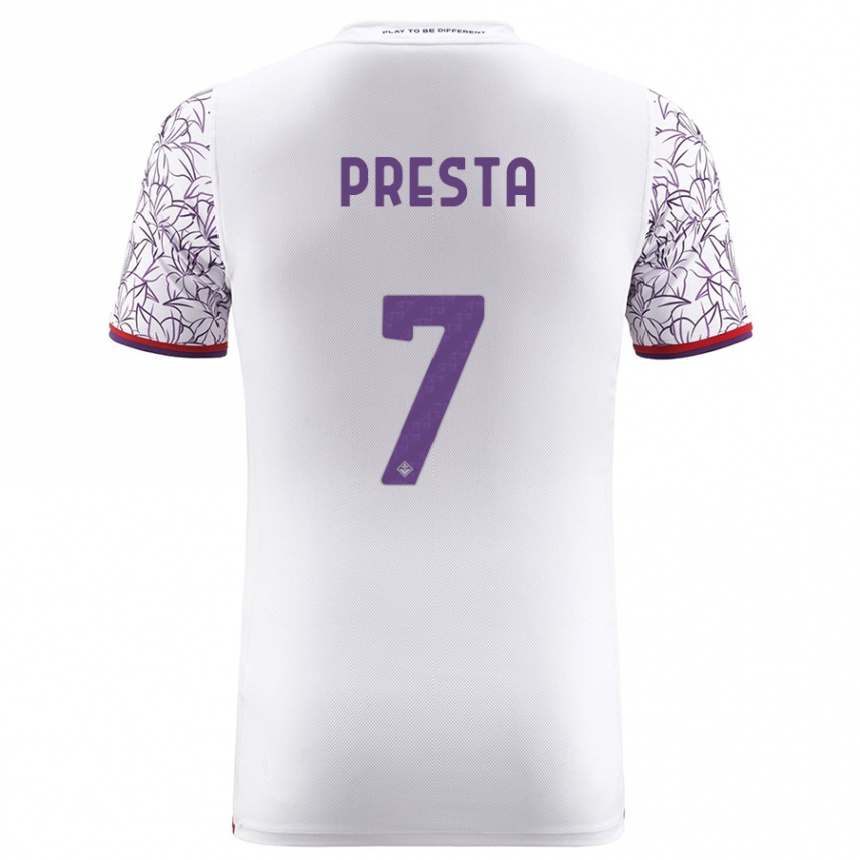 Vaikiškas Francesco Presta #7 Baltas Išvykos Marškinėliai 2023/24 T-Shirt