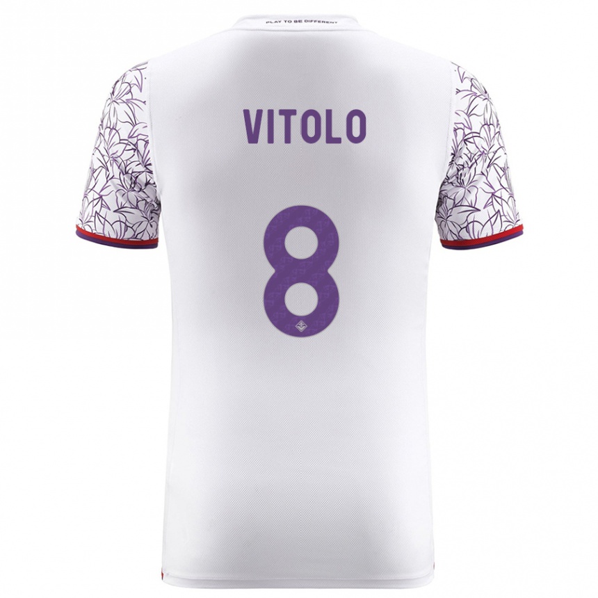 Vaikiškas Federico Vitolo #8 Baltas Išvykos Marškinėliai 2023/24 T-Shirt