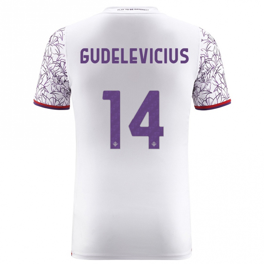 Vaikiškas Ernestas Gudelevicius #14 Baltas Išvykos Marškinėliai 2023/24 T-Shirt