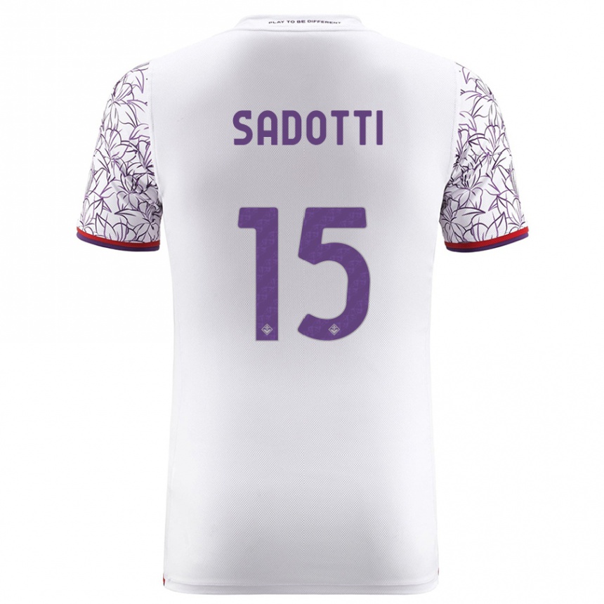 Vaikiškas Edoardo Sadotti #15 Baltas Išvykos Marškinėliai 2023/24 T-Shirt