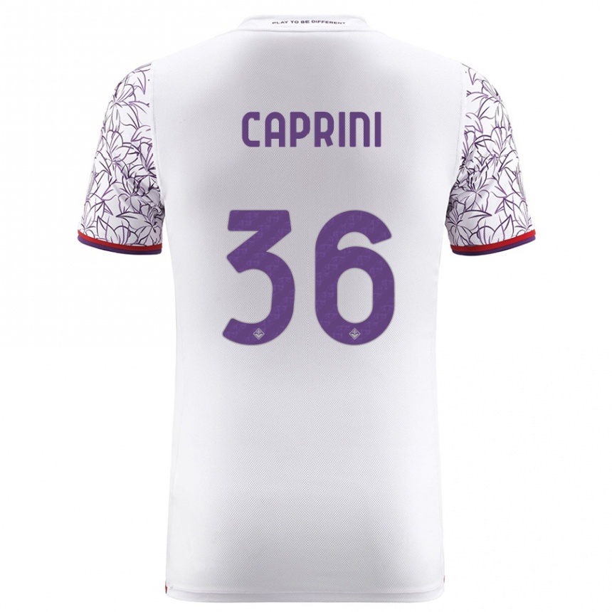 Vaikiškas Maat Daniel Caprini #36 Baltas Išvykos Marškinėliai 2023/24 T-Shirt