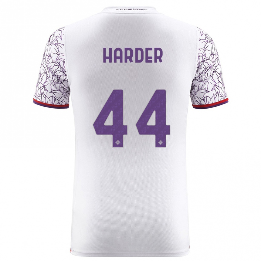 Vaikiškas Jonas Harder #44 Baltas Išvykos Marškinėliai 2023/24 T-Shirt