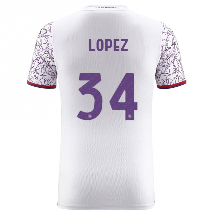 Vaikiškas Lucas López #34 Baltas Išvykos Marškinėliai 2023/24 T-Shirt