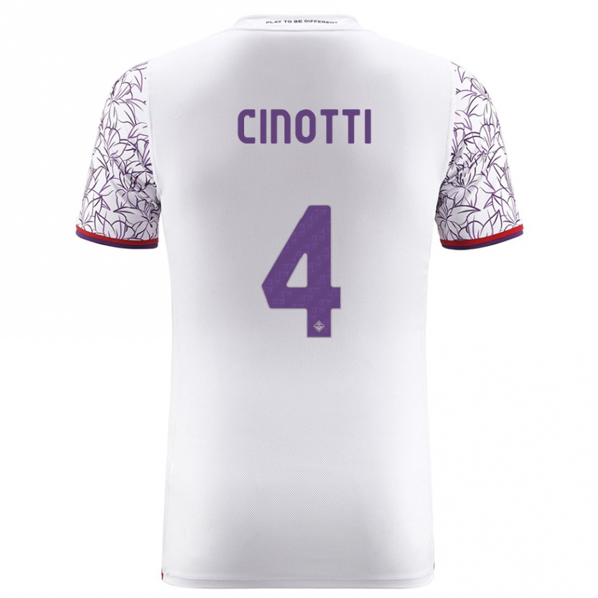 Vaikiškas Norma Cinotti #4 Baltas Išvykos Marškinėliai 2023/24 T-Shirt