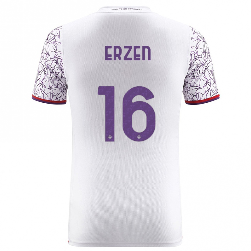 Vaikiškas Kaja Erzen #16 Baltas Išvykos Marškinėliai 2023/24 T-Shirt