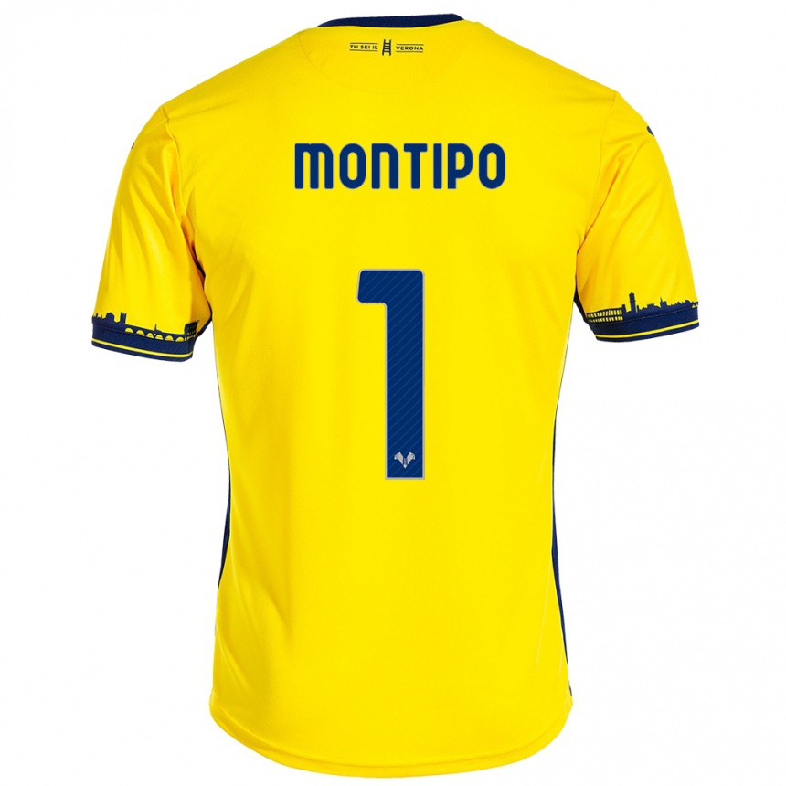 Vaikiškas Lorenzo Montipò #1 Geltona Išvykos Marškinėliai 2023/24 T-Shirt