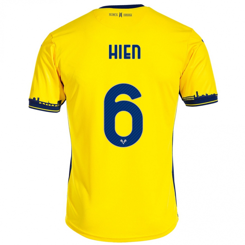 Vaikiškas Isak Hien #6 Geltona Išvykos Marškinėliai 2023/24 T-Shirt