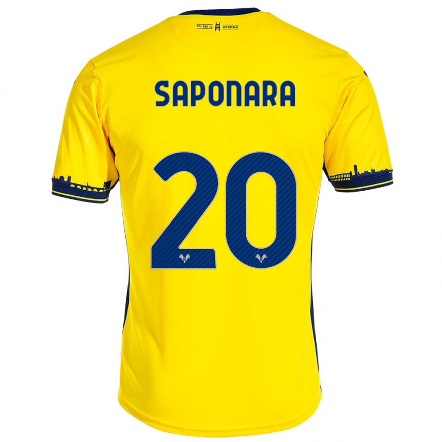 Vaikiškas Riccardo Saponara #20 Geltona Išvykos Marškinėliai 2023/24 T-Shirt