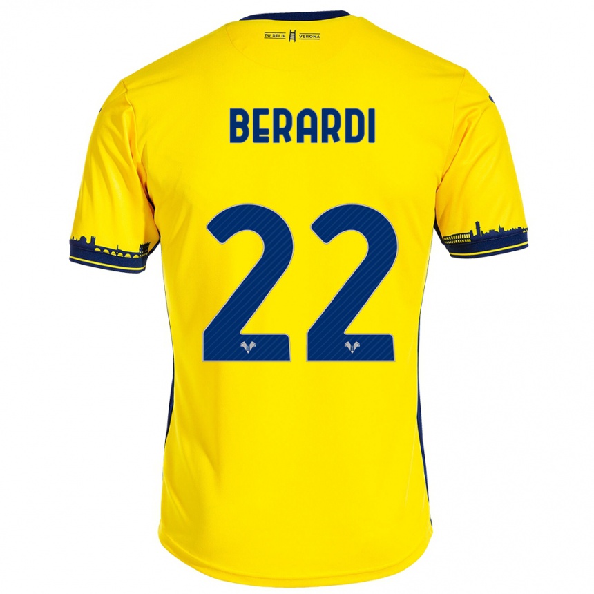 Vaikiškas Alessandro Berardi #22 Geltona Išvykos Marškinėliai 2023/24 T-Shirt