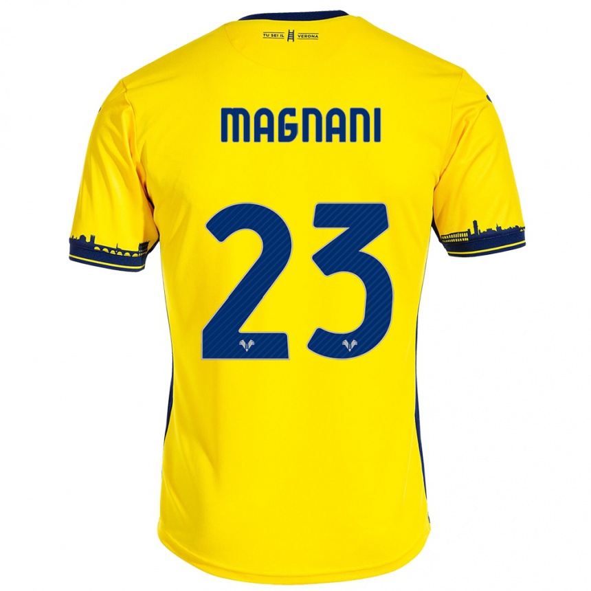 Vaikiškas Giangiacomo Magnani #23 Geltona Išvykos Marškinėliai 2023/24 T-Shirt