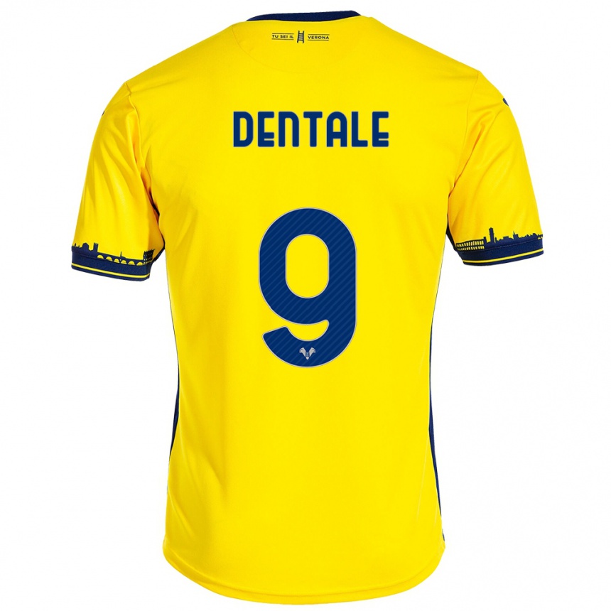 Vaikiškas Alessandro Dentale #9 Geltona Išvykos Marškinėliai 2023/24 T-Shirt