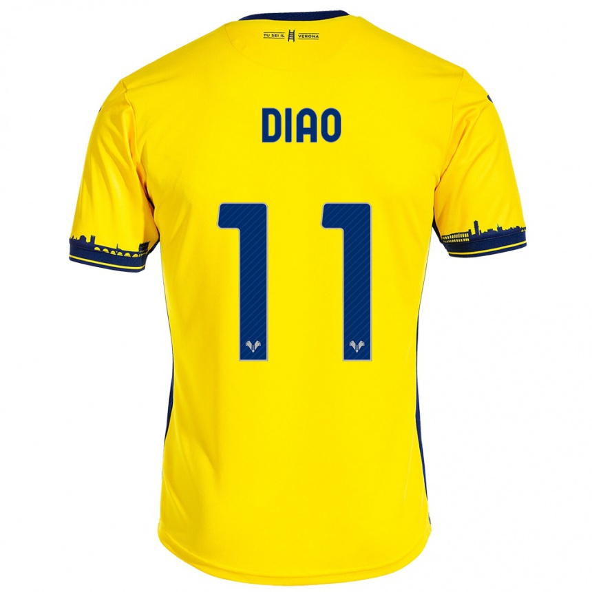 Vaikiškas Siren Diao #11 Geltona Išvykos Marškinėliai 2023/24 T-Shirt