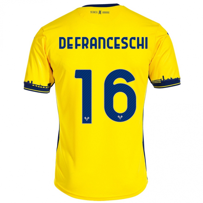 Vaikiškas Edoardo De Franceschi #16 Geltona Išvykos Marškinėliai 2023/24 T-Shirt