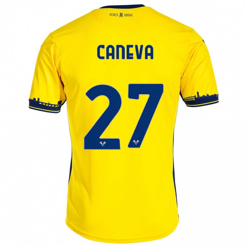 Vaikiškas Elia Caneva #27 Geltona Išvykos Marškinėliai 2023/24 T-Shirt