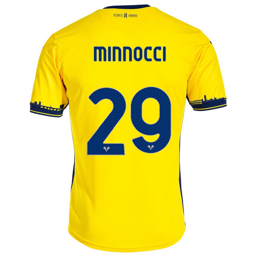 Vaikiškas Valerio Minnocci #29 Geltona Išvykos Marškinėliai 2023/24 T-Shirt