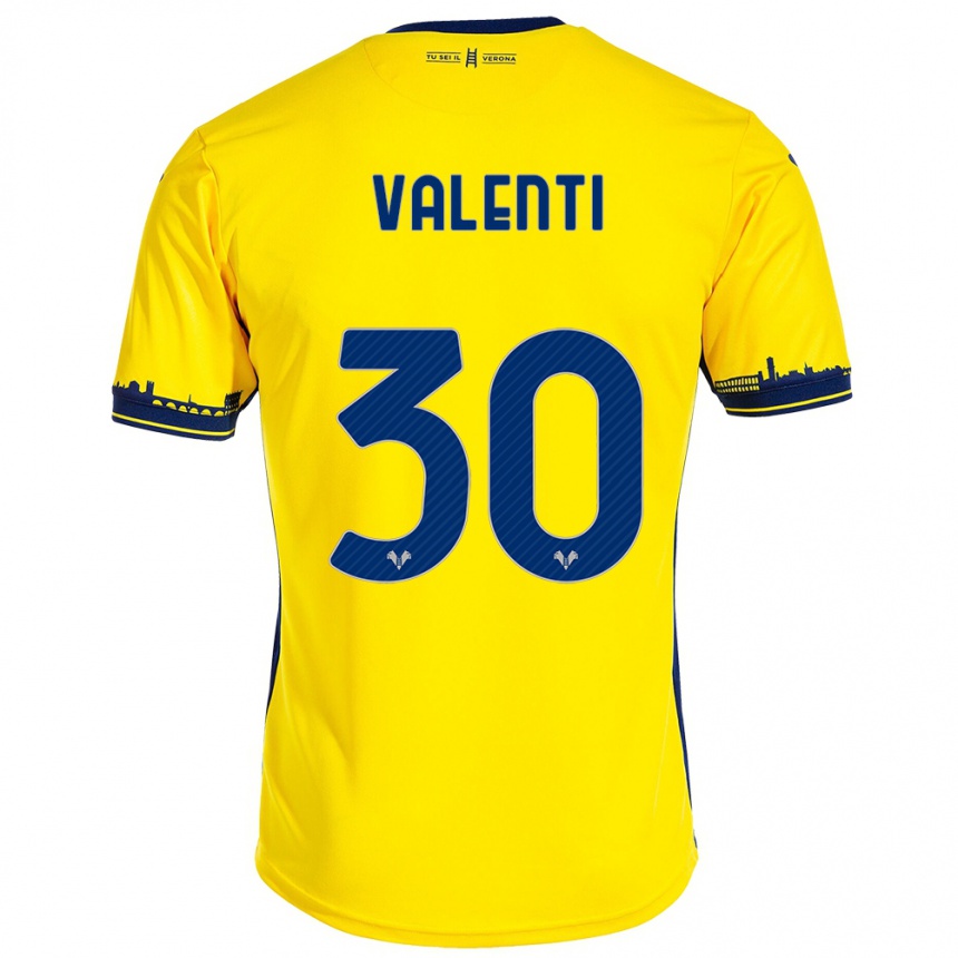 Vaikiškas Francesco Valenti #30 Geltona Išvykos Marškinėliai 2023/24 T-Shirt