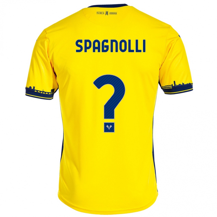 Vaikiškas Matteo Spagnolli #0 Geltona Išvykos Marškinėliai 2023/24 T-Shirt