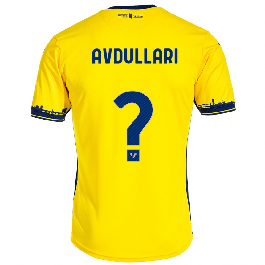 Vaikiškas Davide Avdullari #0 Geltona Išvykos Marškinėliai 2023/24 T-Shirt