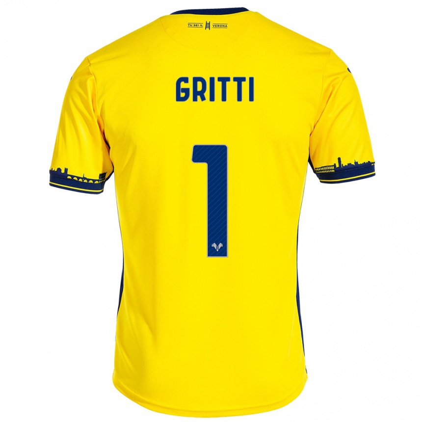 Vaikiškas Alessia Gritti #1 Geltona Išvykos Marškinėliai 2023/24 T-Shirt