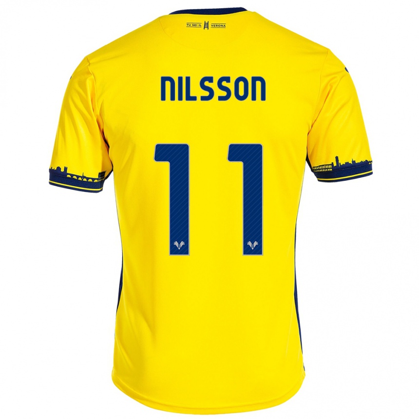 Vaikiškas Sara Nilsson #11 Geltona Išvykos Marškinėliai 2023/24 T-Shirt