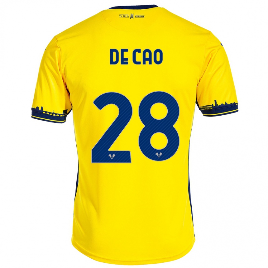 Vaikiškas Elena De Cao #28 Geltona Išvykos Marškinėliai 2023/24 T-Shirt