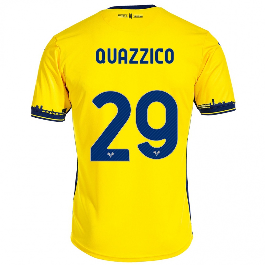 Vaikiškas Francesca Quazzico #29 Geltona Išvykos Marškinėliai 2023/24 T-Shirt