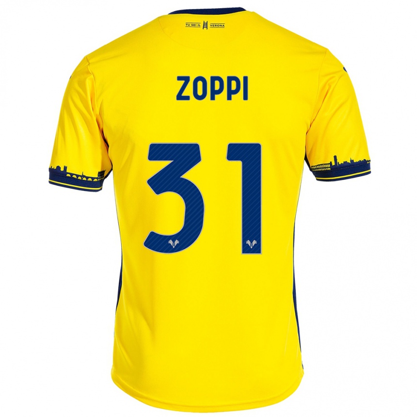 Vaikiškas Sofia Zoppi #31 Geltona Išvykos Marškinėliai 2023/24 T-Shirt