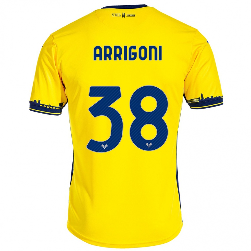 Vaikiškas Arrigoni #38 Geltona Išvykos Marškinėliai 2023/24 T-Shirt