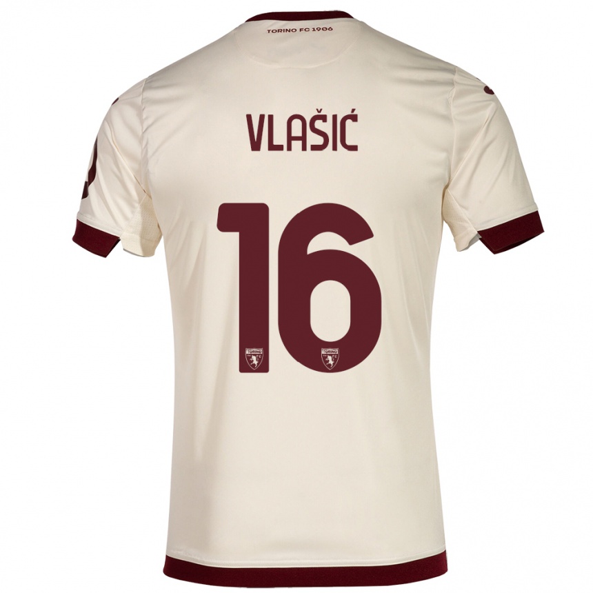 Vaikiškas Nikola Vlašić #16 Šampanas Išvykos Marškinėliai 2023/24 T-Shirt