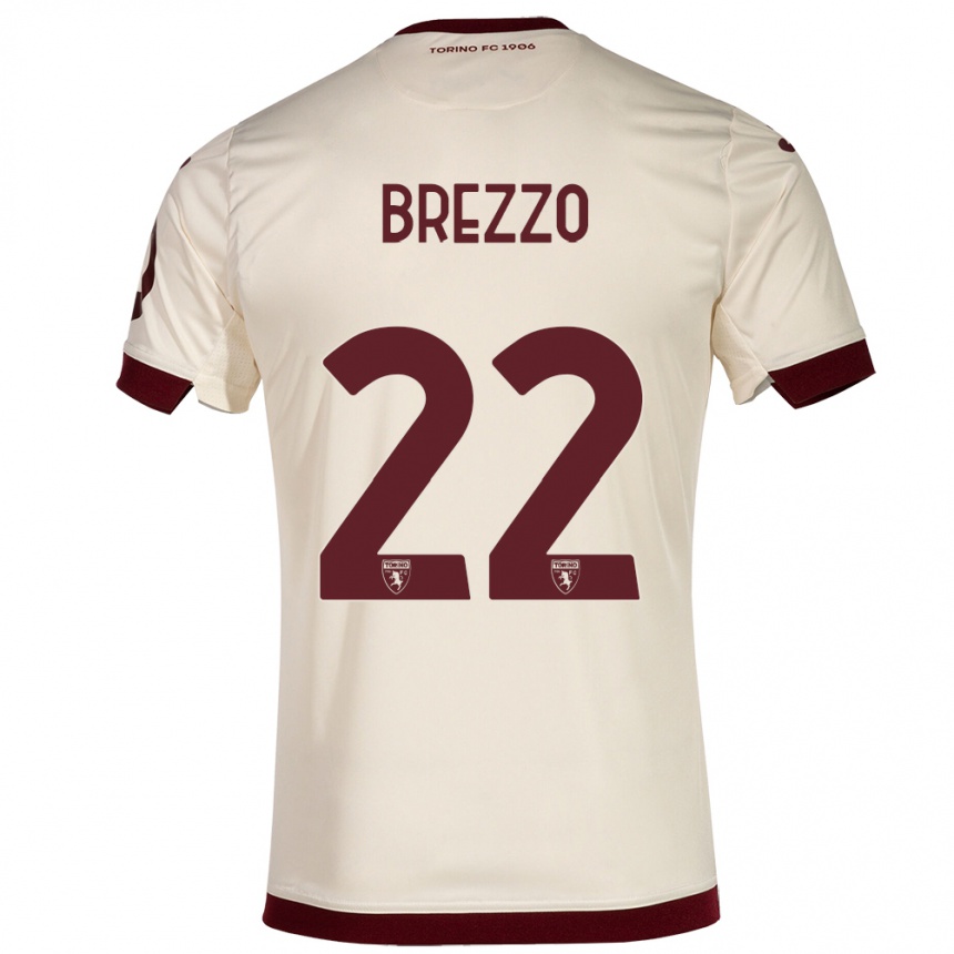 Vaikiškas Matteo Brezzo #22 Šampanas Išvykos Marškinėliai 2023/24 T-Shirt