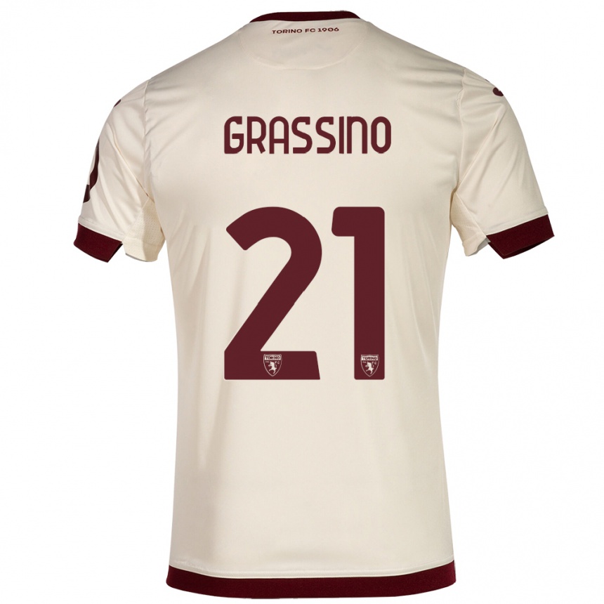 Vaikiškas Giulia Grassino #21 Šampanas Išvykos Marškinėliai 2023/24 T-Shirt