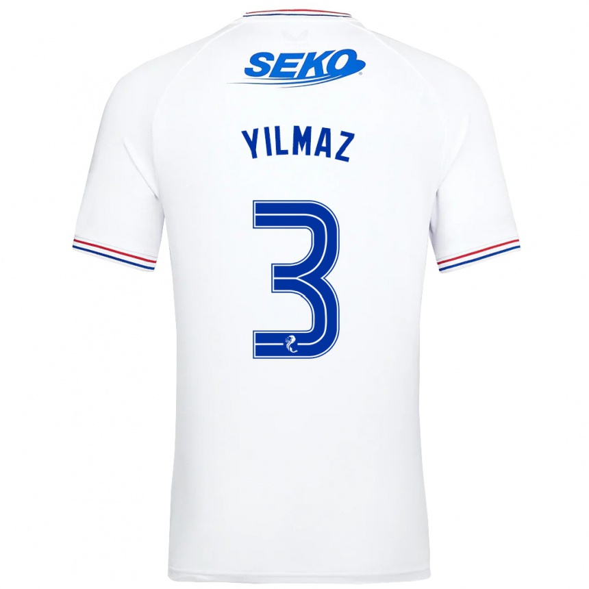 Vaikiškas Rıdvan Yılmaz #3 Baltas Išvykos Marškinėliai 2023/24 T-Shirt