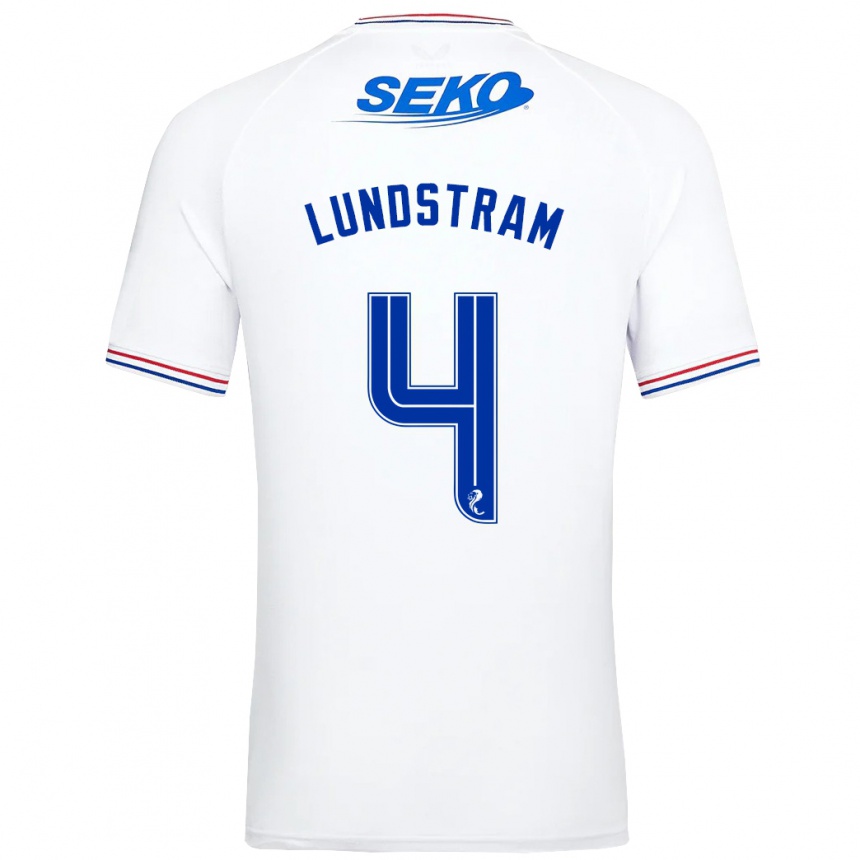 Vaikiškas John Lundstram #4 Baltas Išvykos Marškinėliai 2023/24 T-Shirt