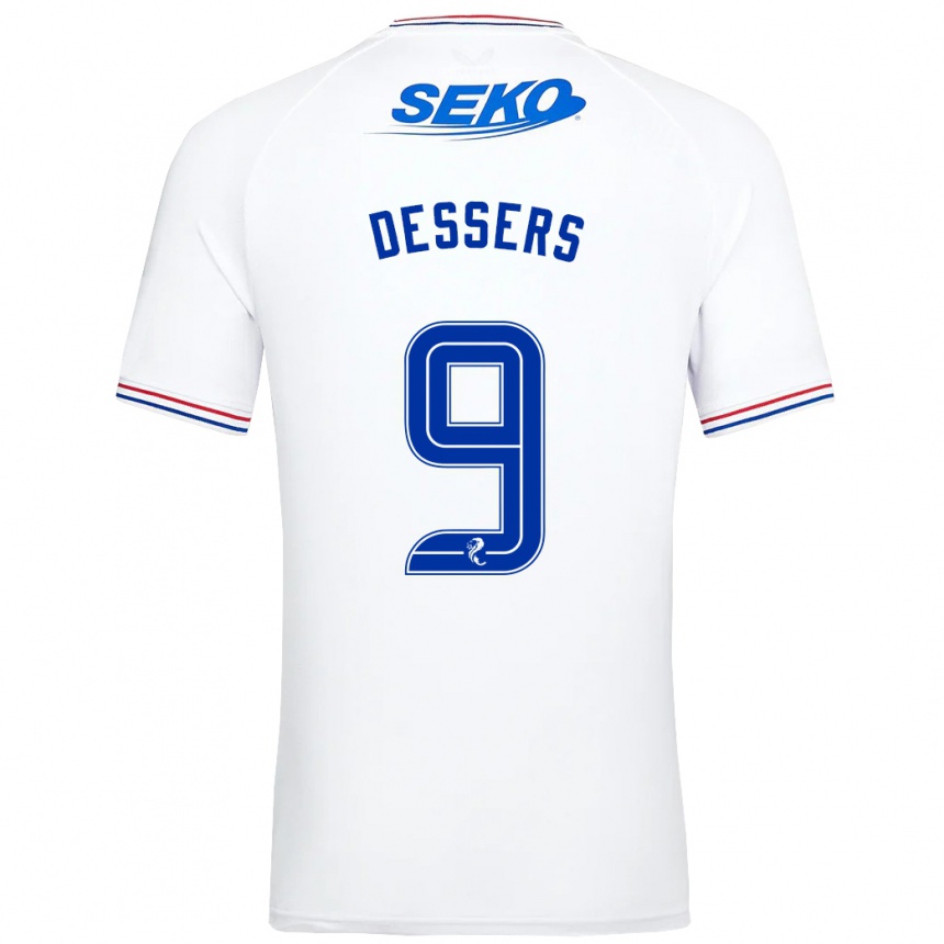 Vaikiškas Cyriel Dessers #9 Baltas Išvykos Marškinėliai 2023/24 T-Shirt