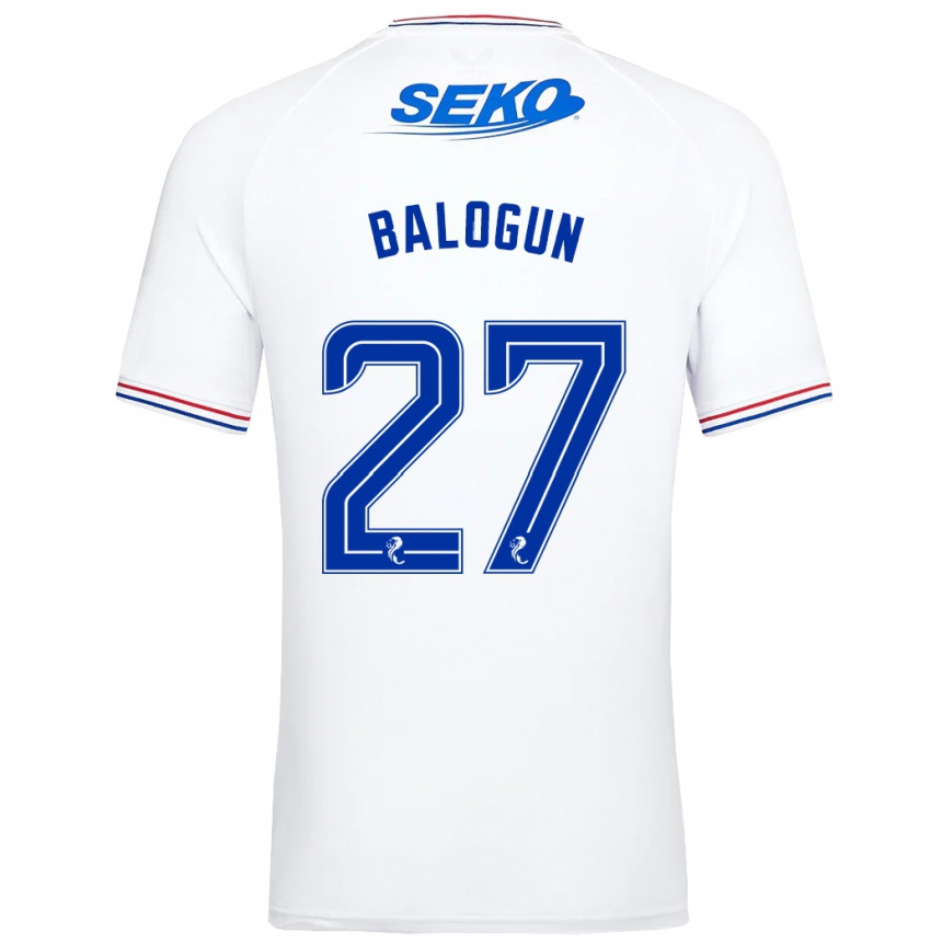 Vaikiškas Leon Balogun #27 Baltas Išvykos Marškinėliai 2023/24 T-Shirt