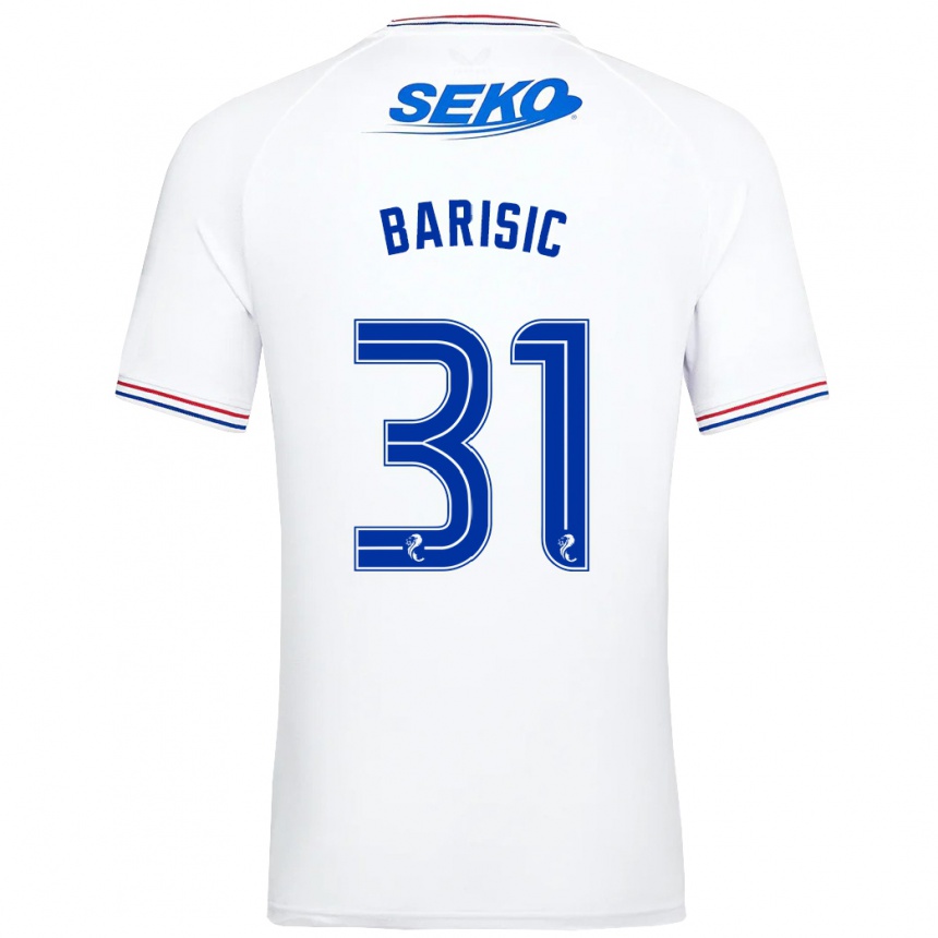 Vaikiškas Borna Barisic #31 Baltas Išvykos Marškinėliai 2023/24 T-Shirt