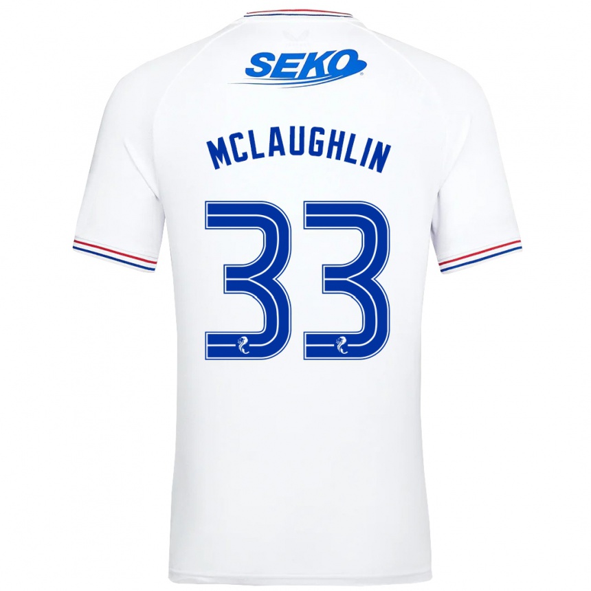 Vaikiškas Jon Mclaughlin #33 Baltas Išvykos Marškinėliai 2023/24 T-Shirt