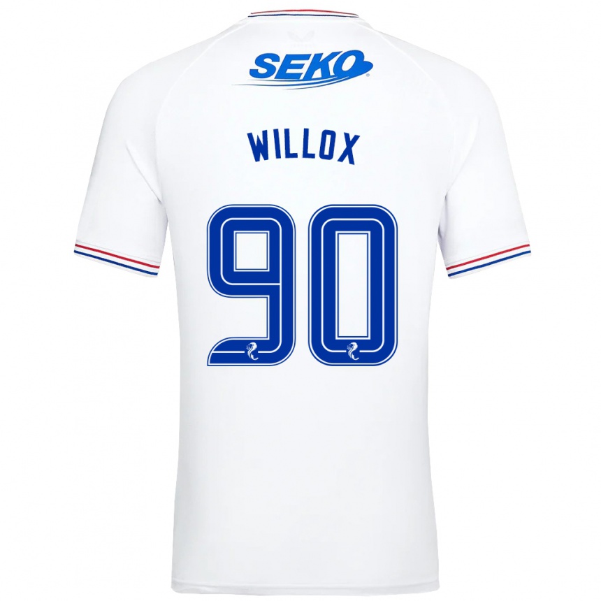 Vaikiškas Kieron Willox #90 Baltas Išvykos Marškinėliai 2023/24 T-Shirt