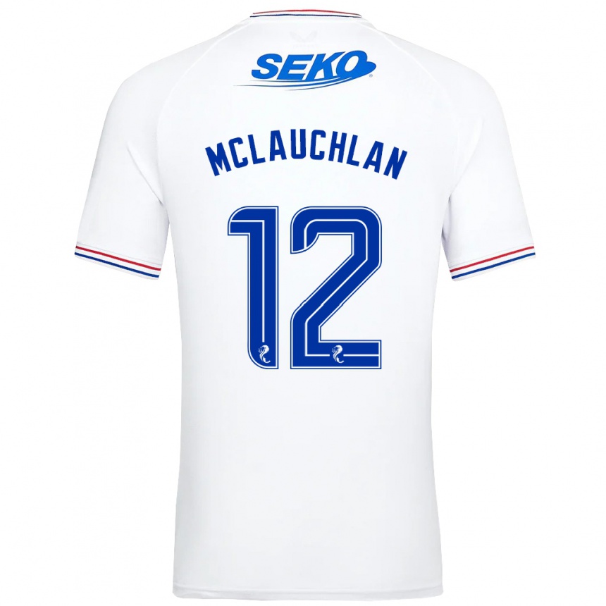 Vaikiškas Rachel Mclauchlan #12 Baltas Išvykos Marškinėliai 2023/24 T-Shirt