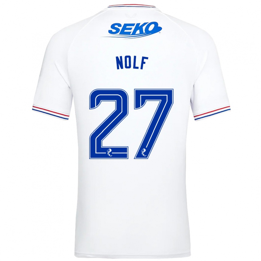 Vaikiškas Madeline Nolf #27 Baltas Išvykos Marškinėliai 2023/24 T-Shirt