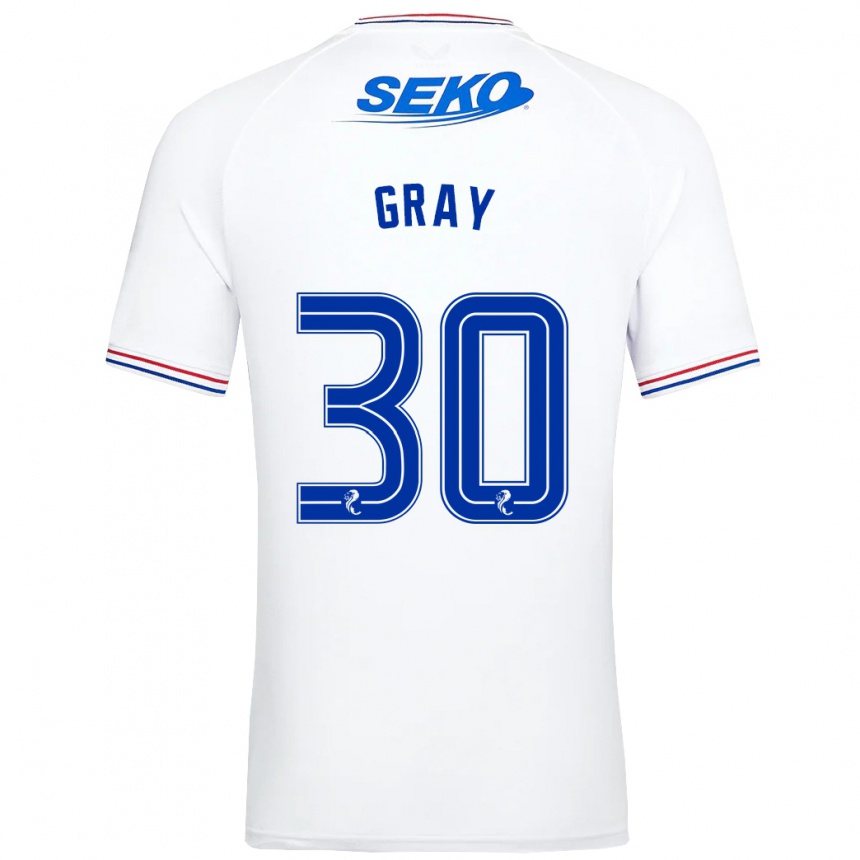 Vaikiškas Georgia Gray #30 Baltas Išvykos Marškinėliai 2023/24 T-Shirt