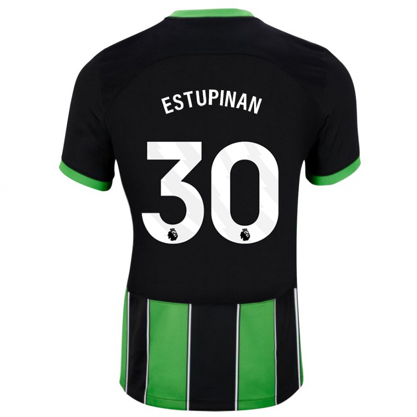 Vaikiškas Pervis Estupiñán #30 Juoda Žalia Išvykos Marškinėliai 2023/24 T-Shirt