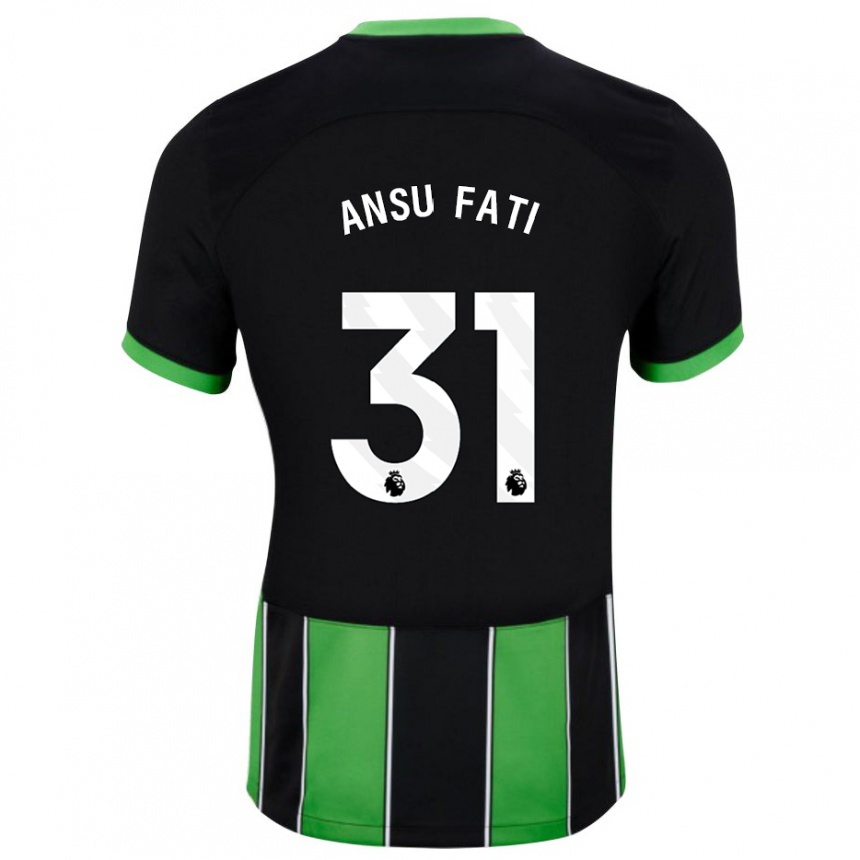 Vaikiškas Ansu Fati #31 Juoda Žalia Išvykos Marškinėliai 2023/24 T-Shirt