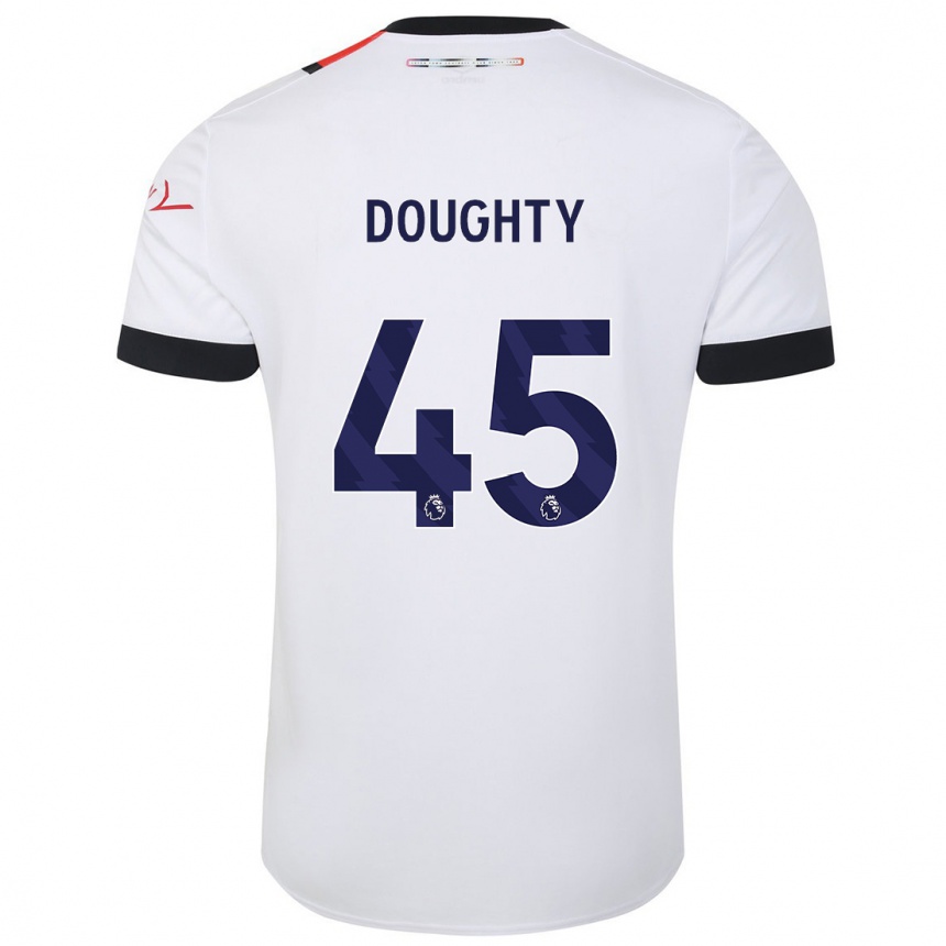 Vaikiškas Alfie Doughty #45 Baltas Išvykos Marškinėliai 2023/24 T-Shirt