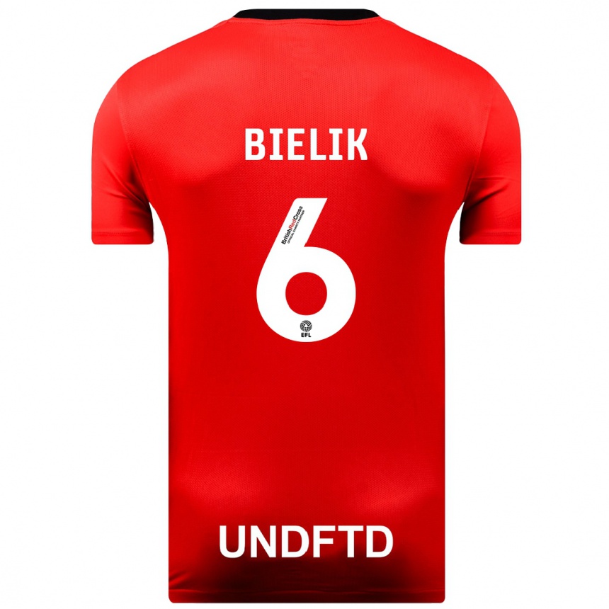 Vaikiškas Krystian Bielik #6 Raudona Išvykos Marškinėliai 2023/24 T-Shirt