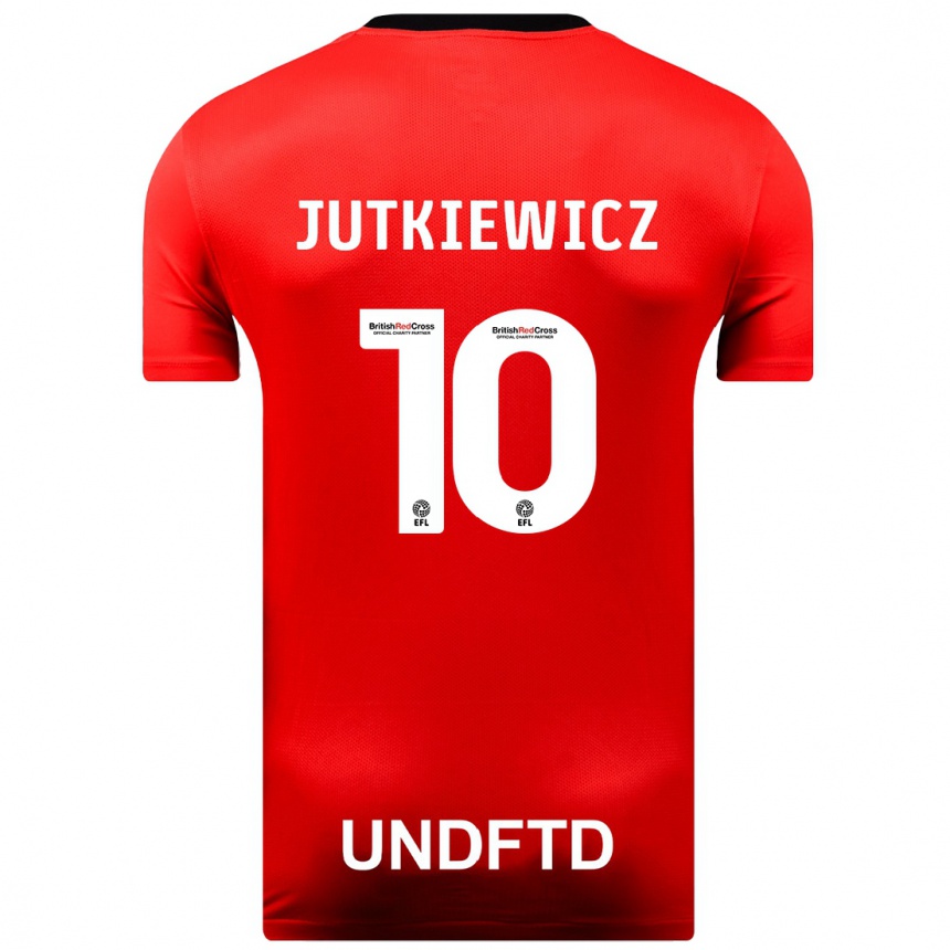 Vaikiškas Lukas Jutkiewicz #10 Raudona Išvykos Marškinėliai 2023/24 T-Shirt