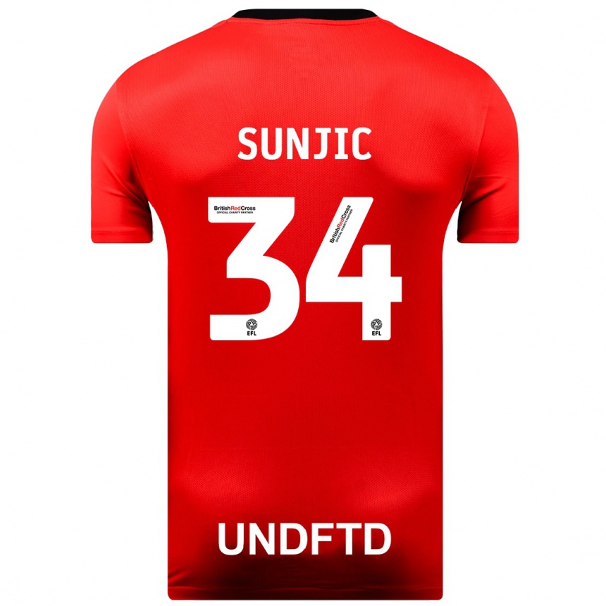 Vaikiškas Ivan Sunjic #34 Raudona Išvykos Marškinėliai 2023/24 T-Shirt