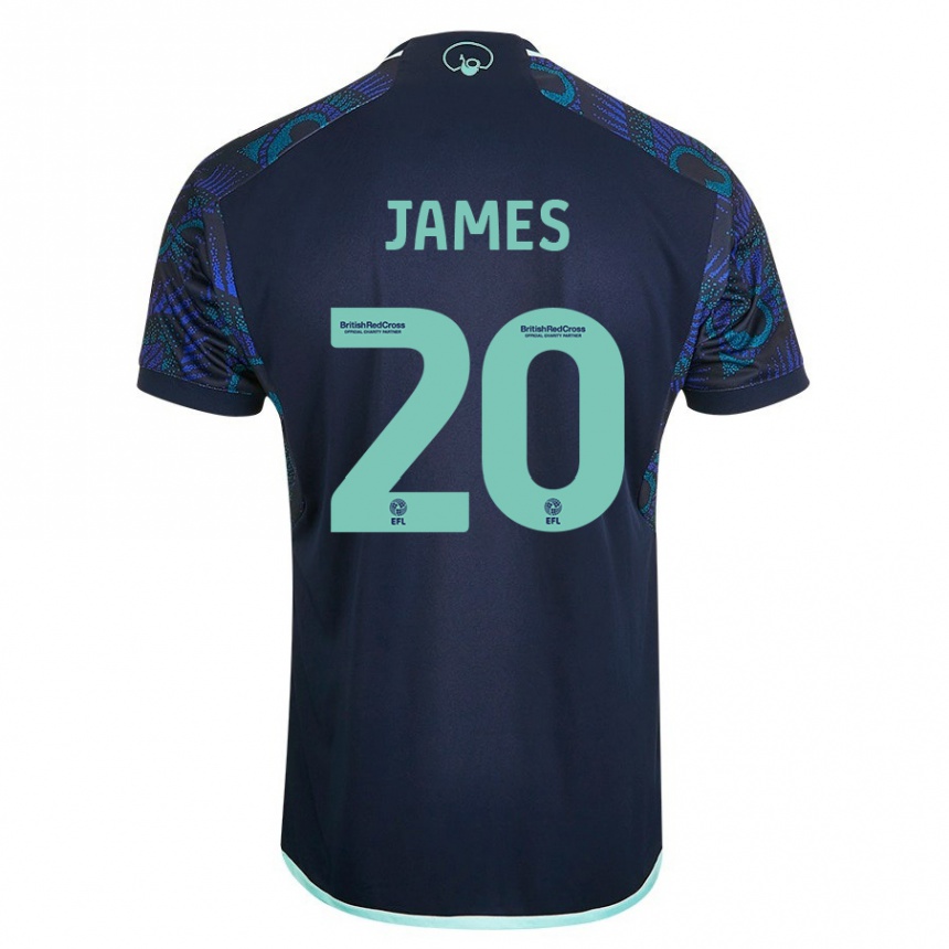 Vaikiškas Daniel James #20 Mėlyna Išvykos Marškinėliai 2023/24 T-Shirt