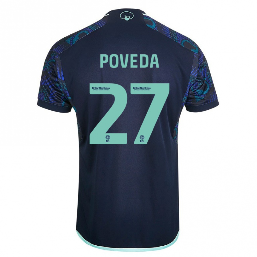 Vaikiškas Ian Poveda #27 Mėlyna Išvykos Marškinėliai 2023/24 T-Shirt