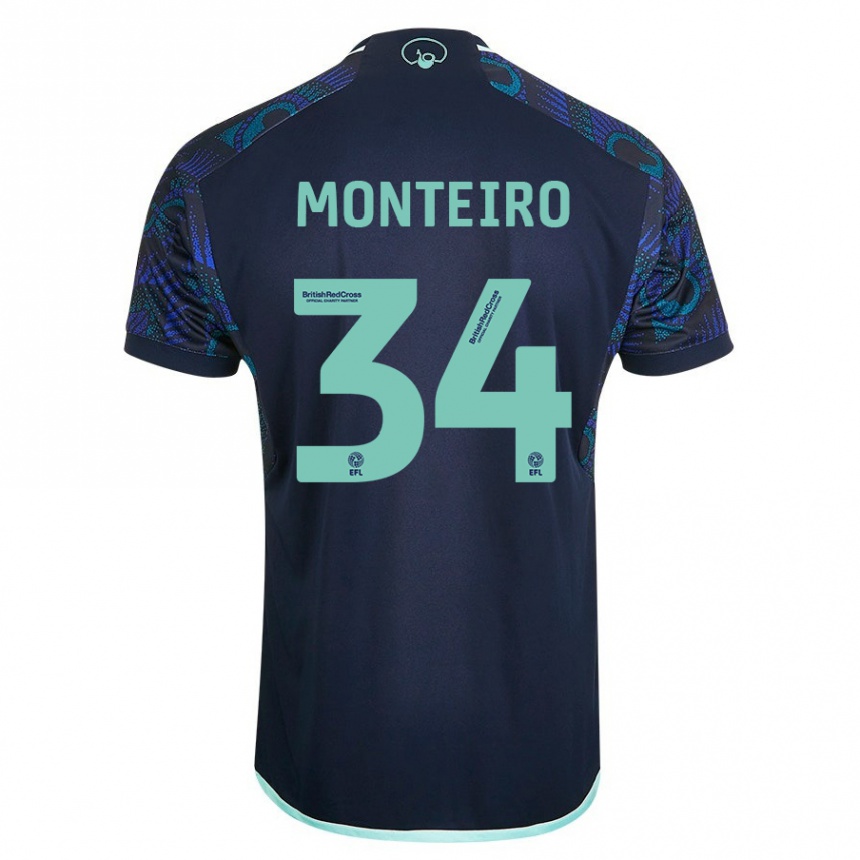 Vaikiškas Diogo Monteiro #34 Mėlyna Išvykos Marškinėliai 2023/24 T-Shirt